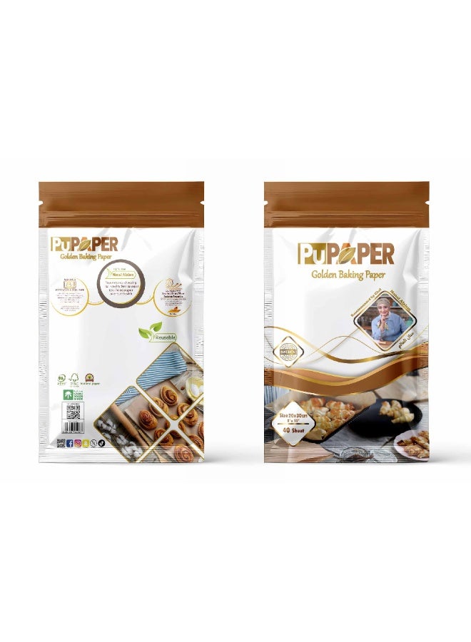 PUPAPER rectangular baking paper for oven and microwave, 4 packs, 20 x 30 cm, 40 sheets, grease and heat resistant